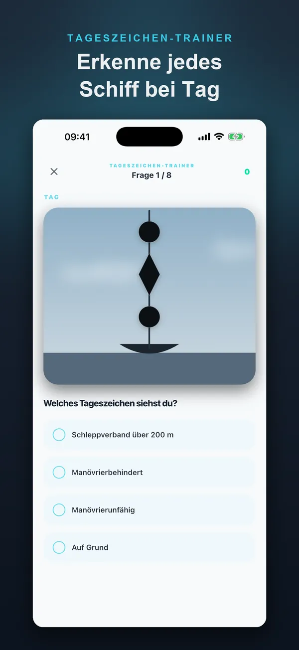 SKIPPR Tageszeichen-Trainer — Schiffe bei Tag an ihren Signalkörpern erkennen